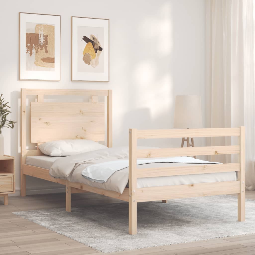Okvir za krevet s uzglavljem 100x200 cm od masivnog drva