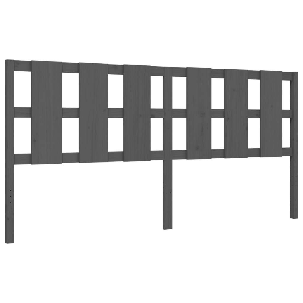 Okvir za krevet s uzglavljem sivi 200 x 200 cm od masivnog drva