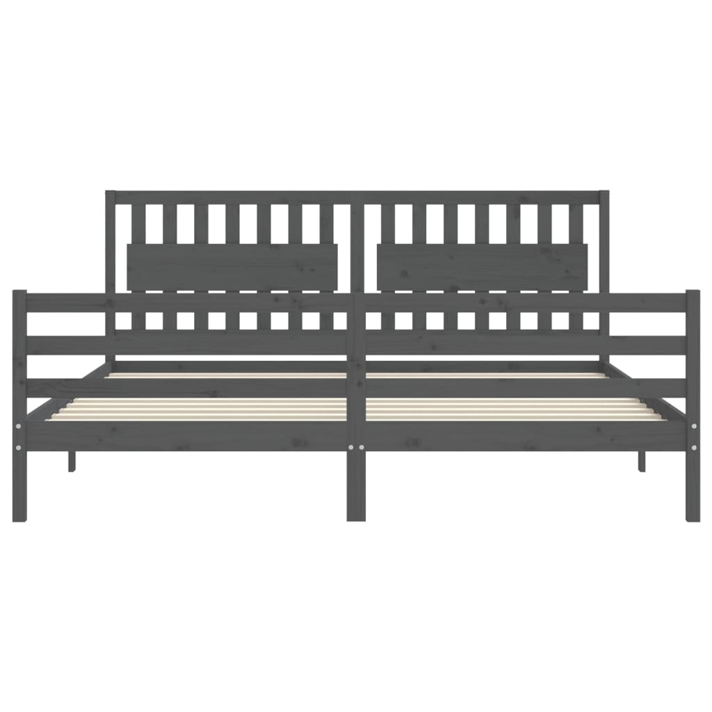 Okvir za krevet s uzglavljem sivi 200 x 200 cm od masivnog drva