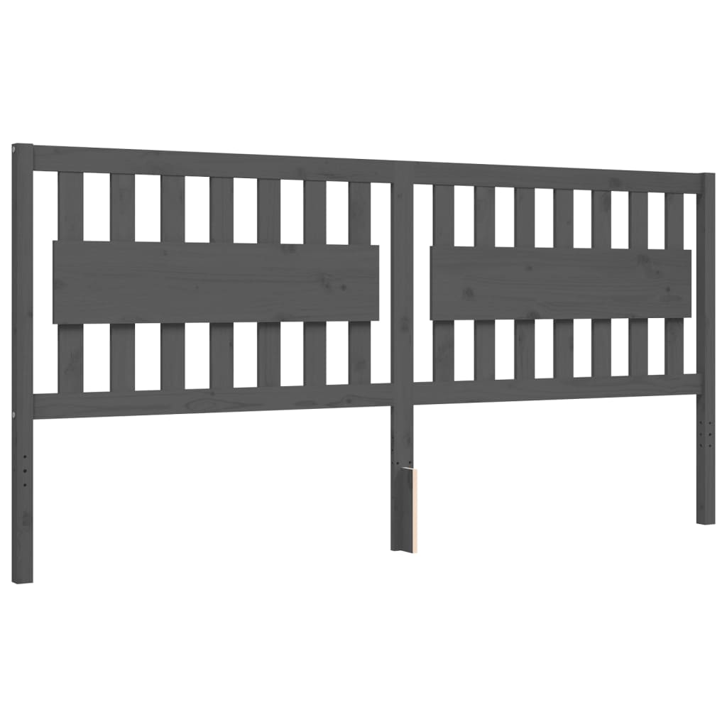 Okvir za krevet s uzglavljem sivi 200 x 200 cm od masivnog drva