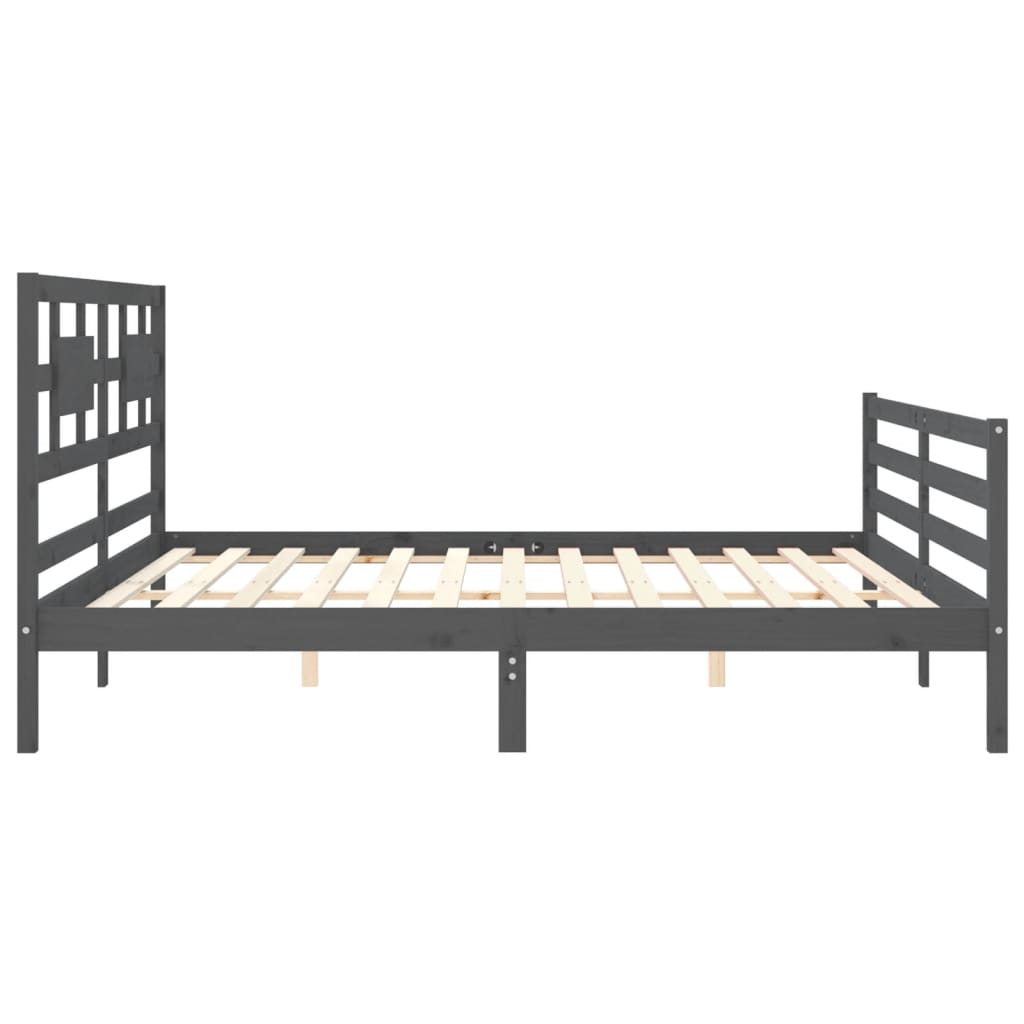 Okvir za krevet s uzglavljem sivi 200 x 200 cm od masivnog drva