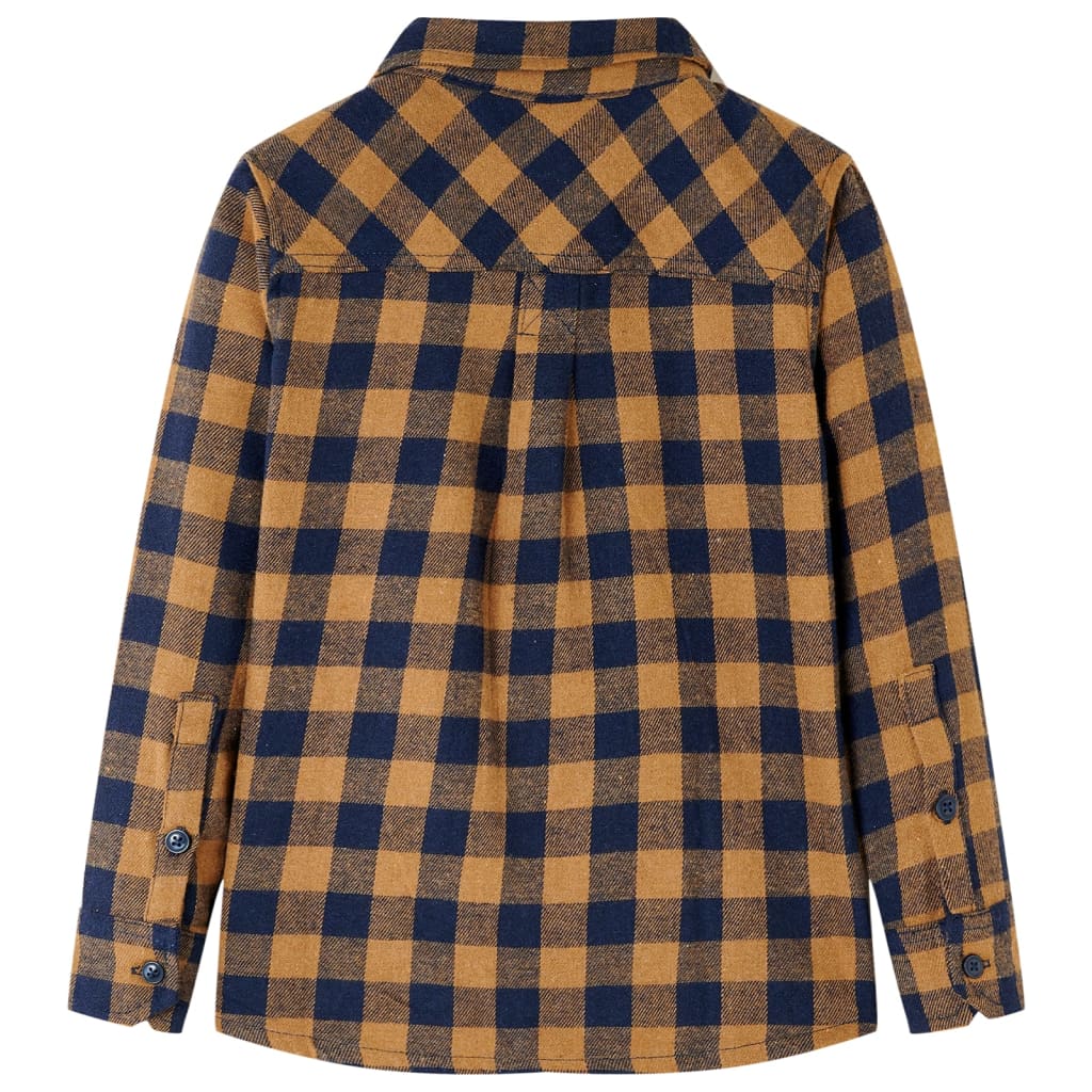 Dječja karirana košulja boja konjaka i plava 92
