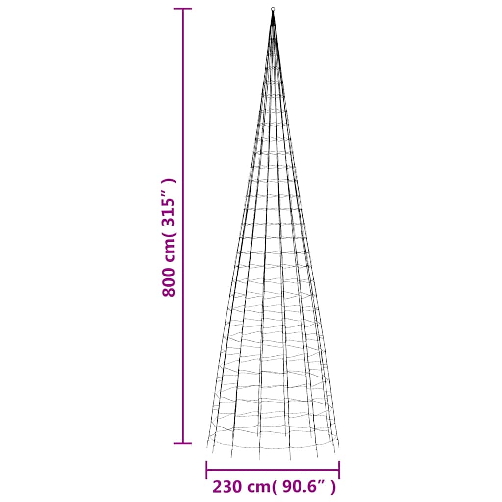 LED božićno drvce 3000 LED hladno bijelo 800cm