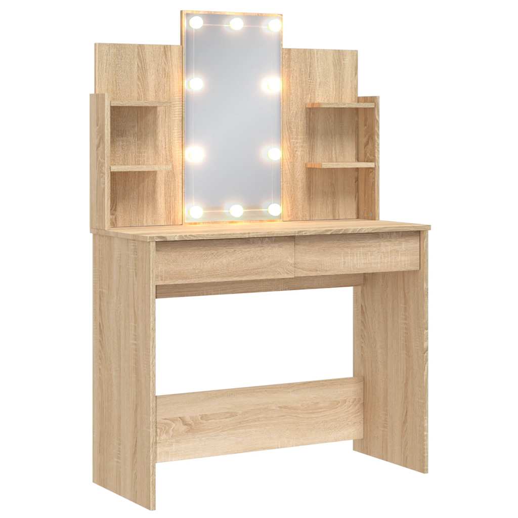 Toaletni stolić s LED svjetlima boja hrasta sonome 96x40x142 cm