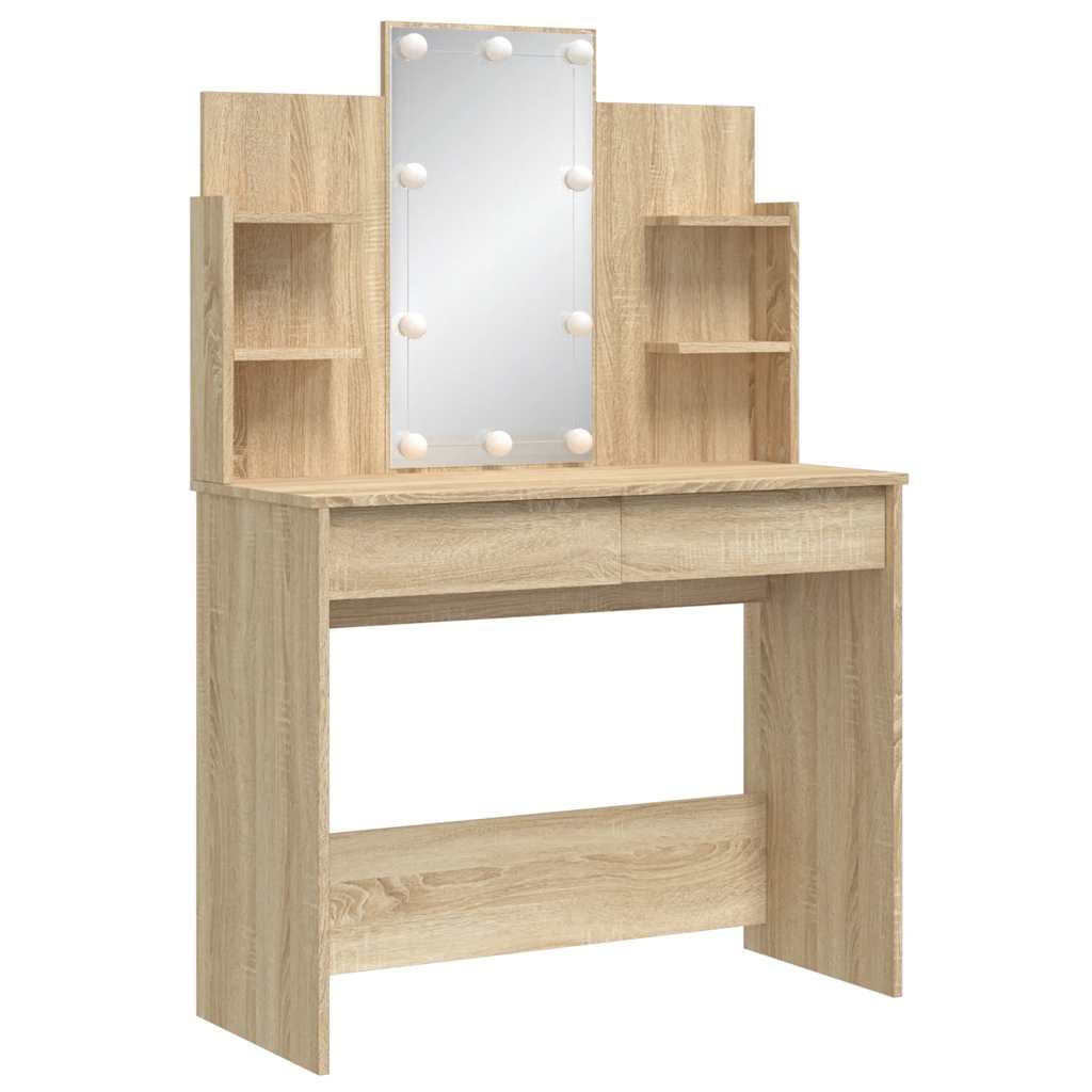 Toaletni stolić s LED svjetlima boja hrasta sonome 96x40x142 cm