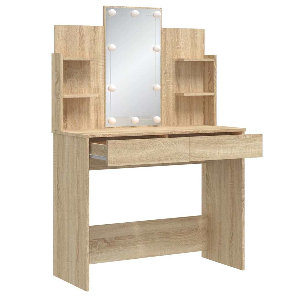 Toaletni stolić s LED svjetlima boja hrasta sonome 96x40x142 cm