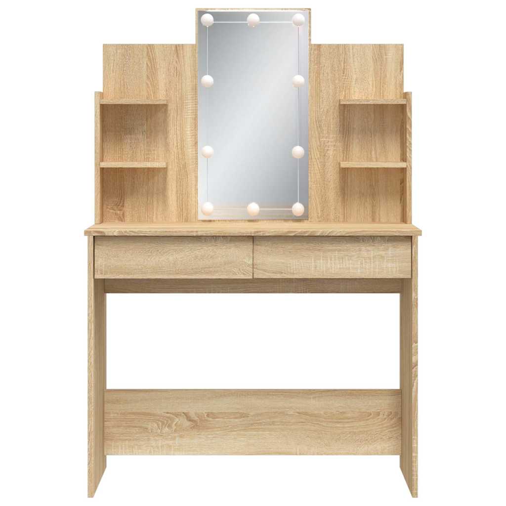 Toaletni stolić s LED svjetlima boja hrasta sonome 96x40x142 cm