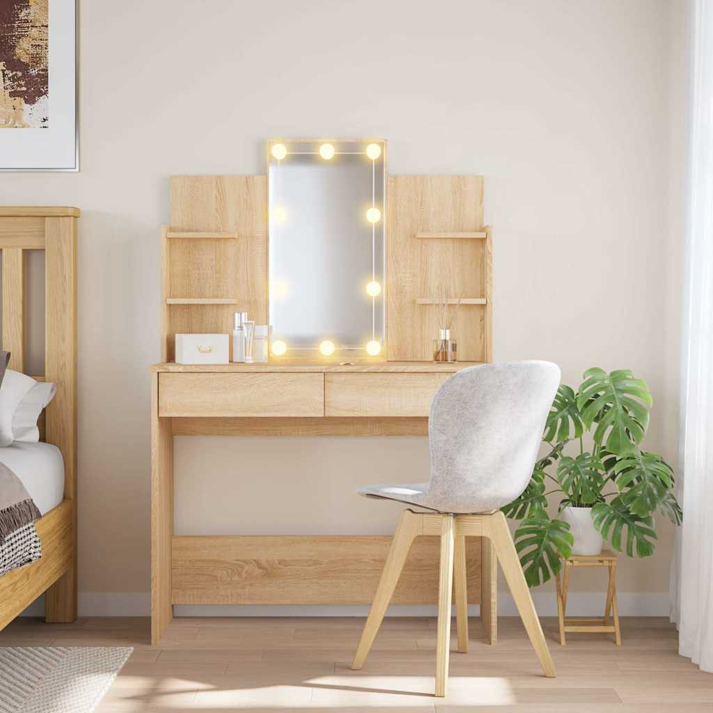 Toaletni stolić s LED svjetlima boja hrasta sonome 96x40x142 cm