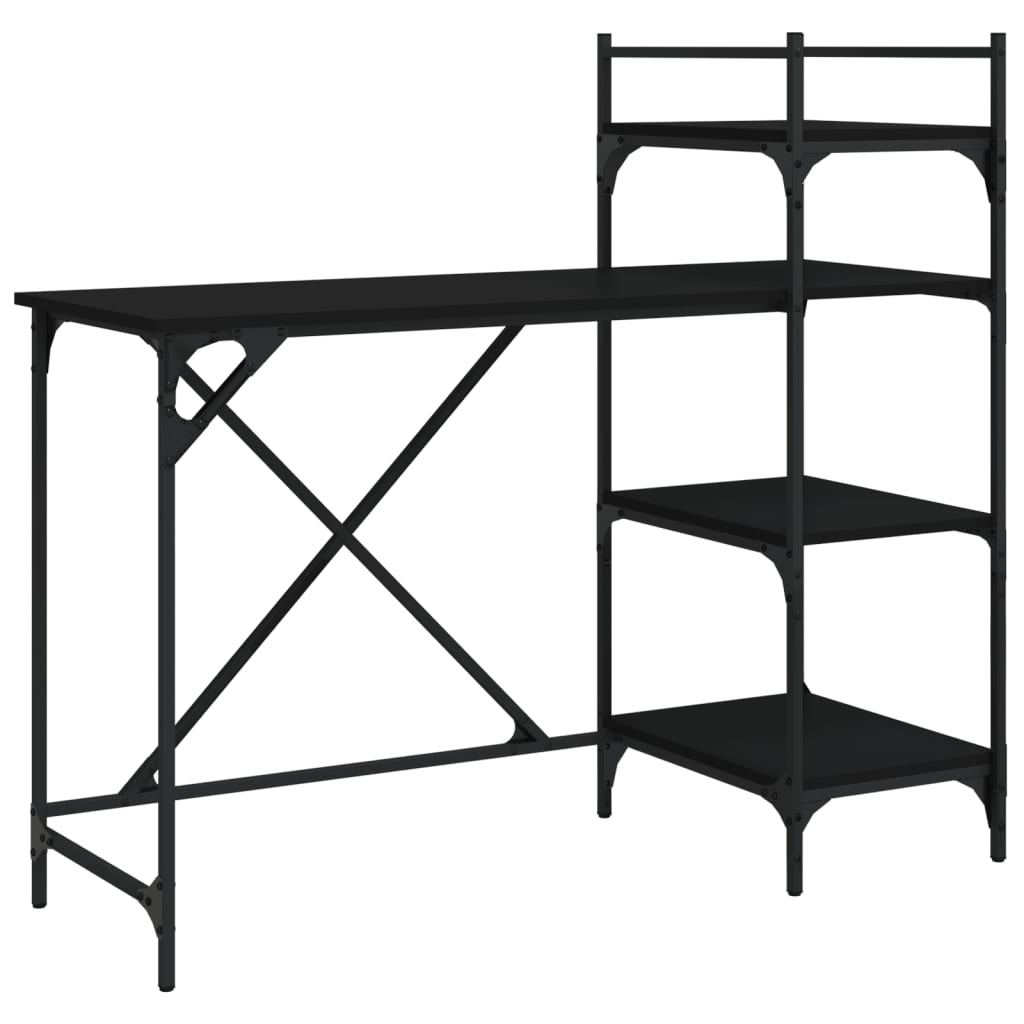 Stol za računalo s policama crni 120 x 47 x 109 cm