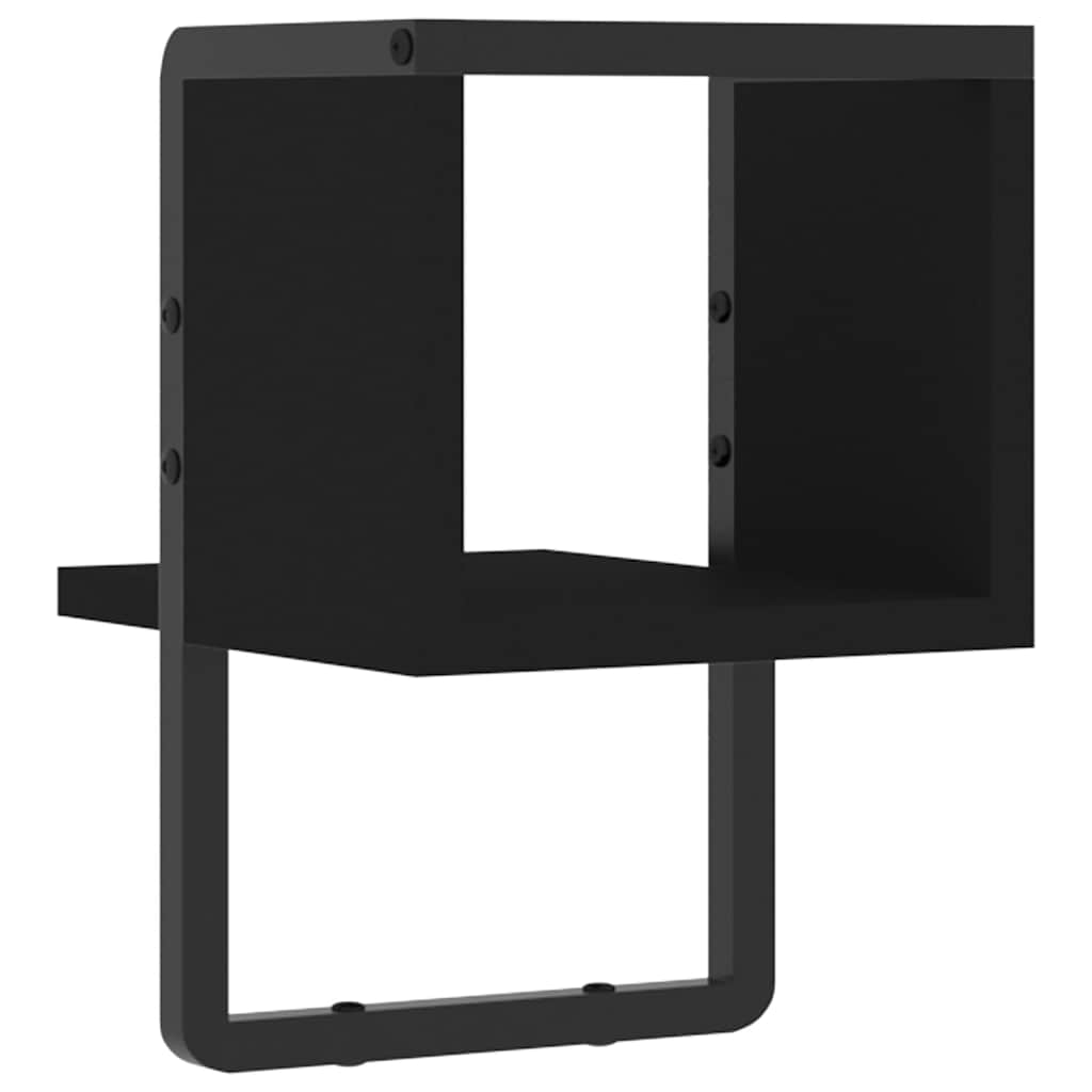 Zidna polica s prečkom crna 20x25x30 cm