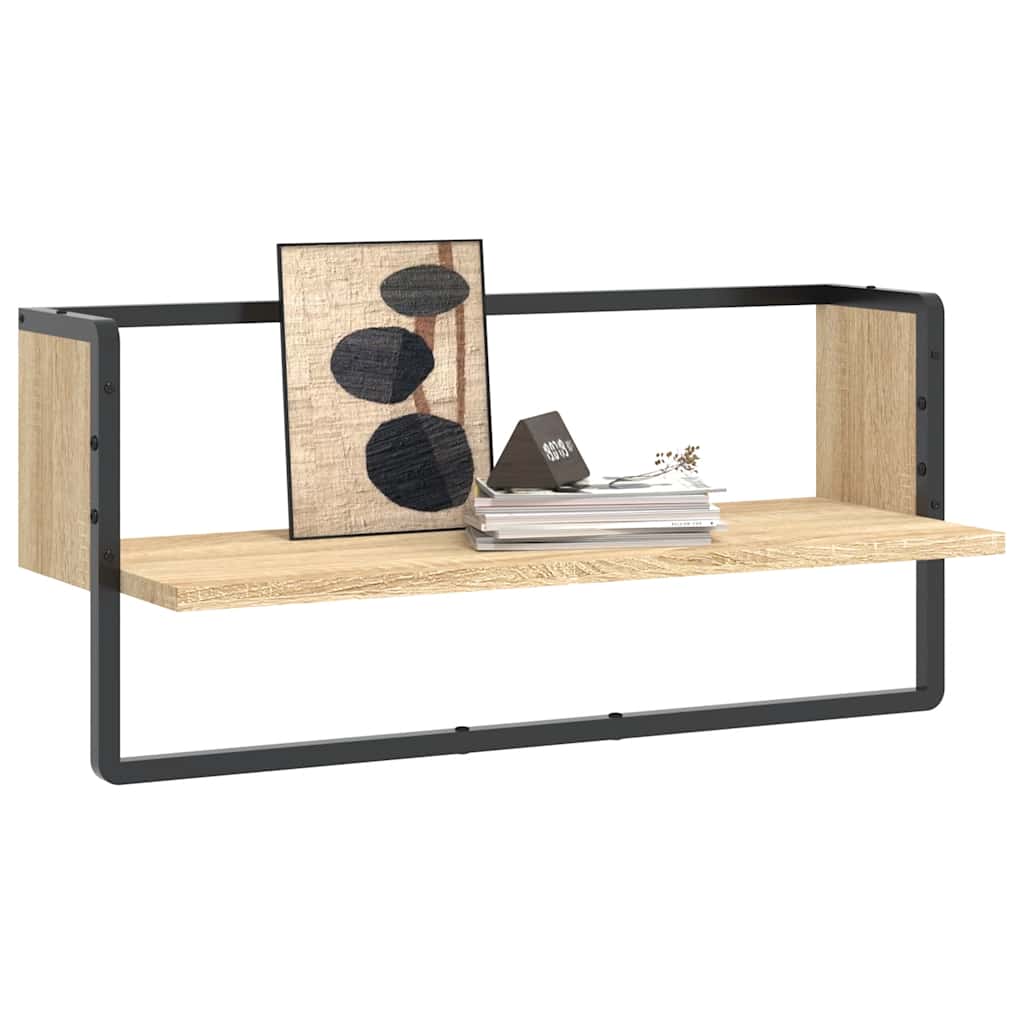Zidna polica s prečkom boja hrasta sonome 65x25x30 cm