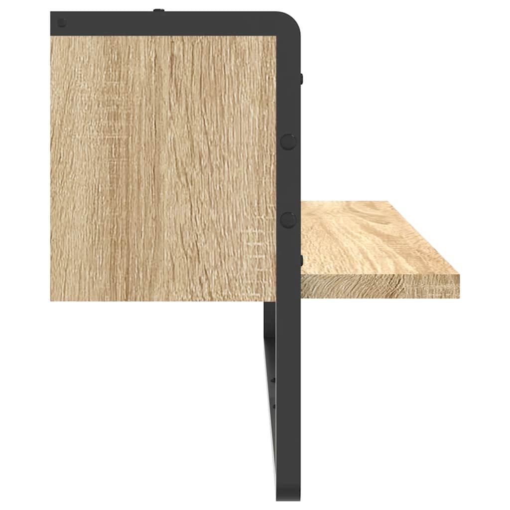 Zidna polica s prečkom boja hrasta sonome 65x25x30 cm