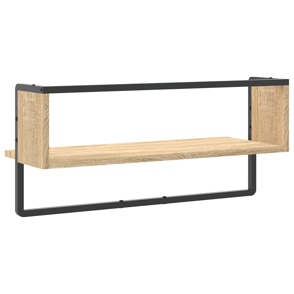 Zidna polica s prečkom boja hrasta sonome 65x25x30 cm