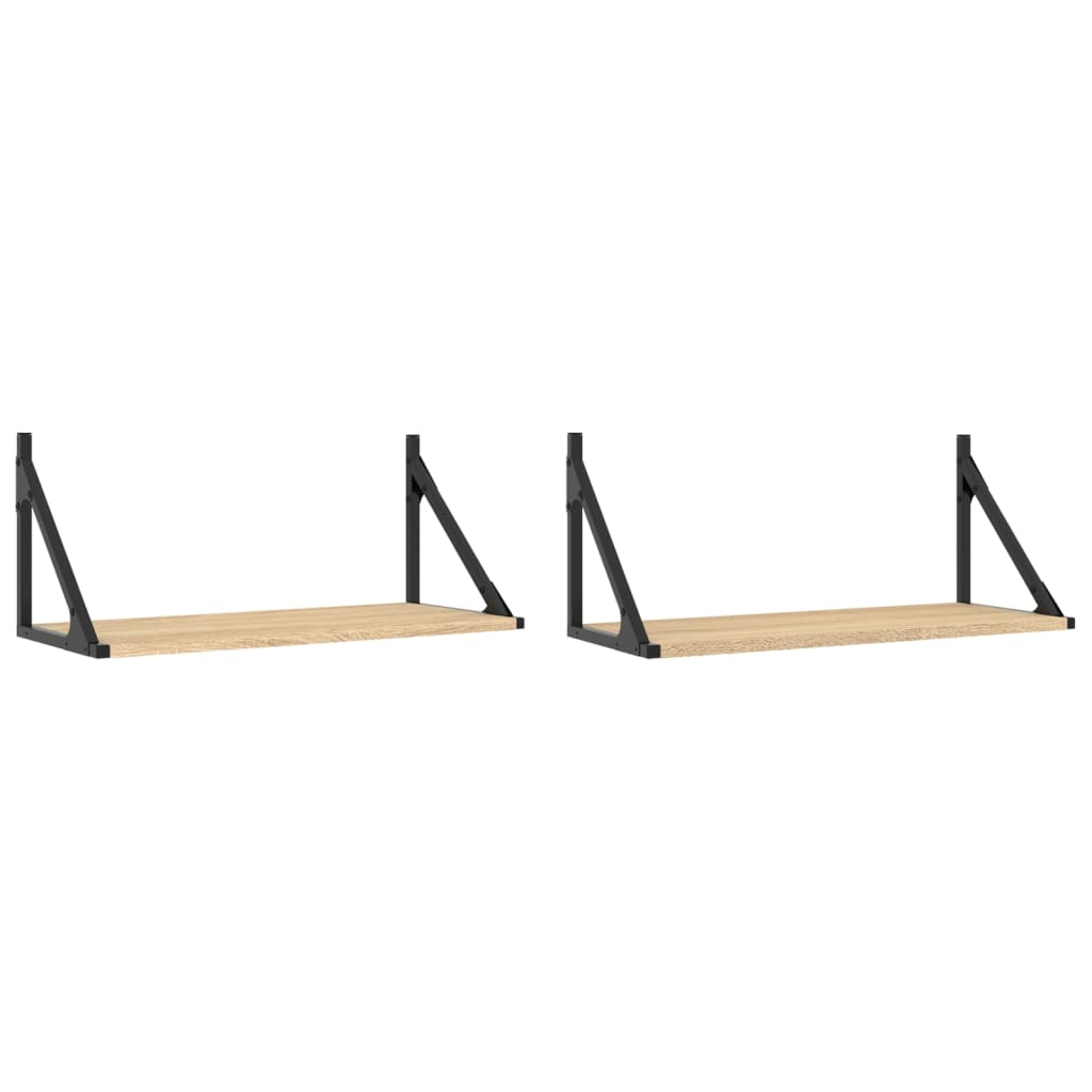 Zidne police 2 kom boja hrasta 60x25x25,5 cm konstruirano drvo