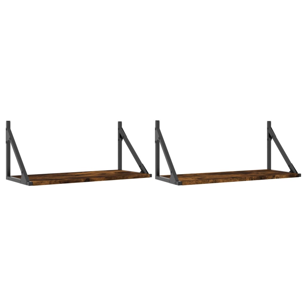 Zidne police 2 kom boja hrasta 60x25x25,5 cm konstruirano drvo