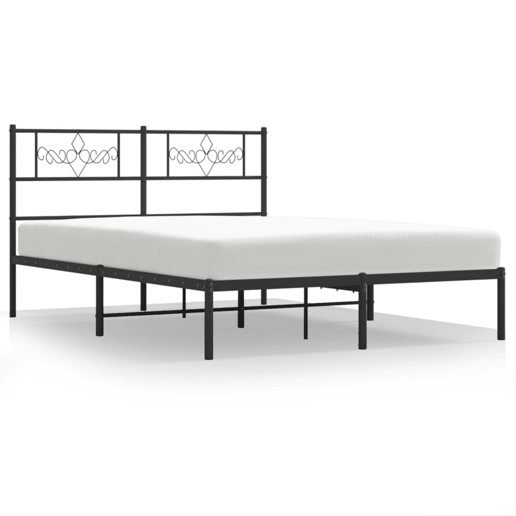 Metalni okvir za krevet s uzglavljem crni 120x200 cm