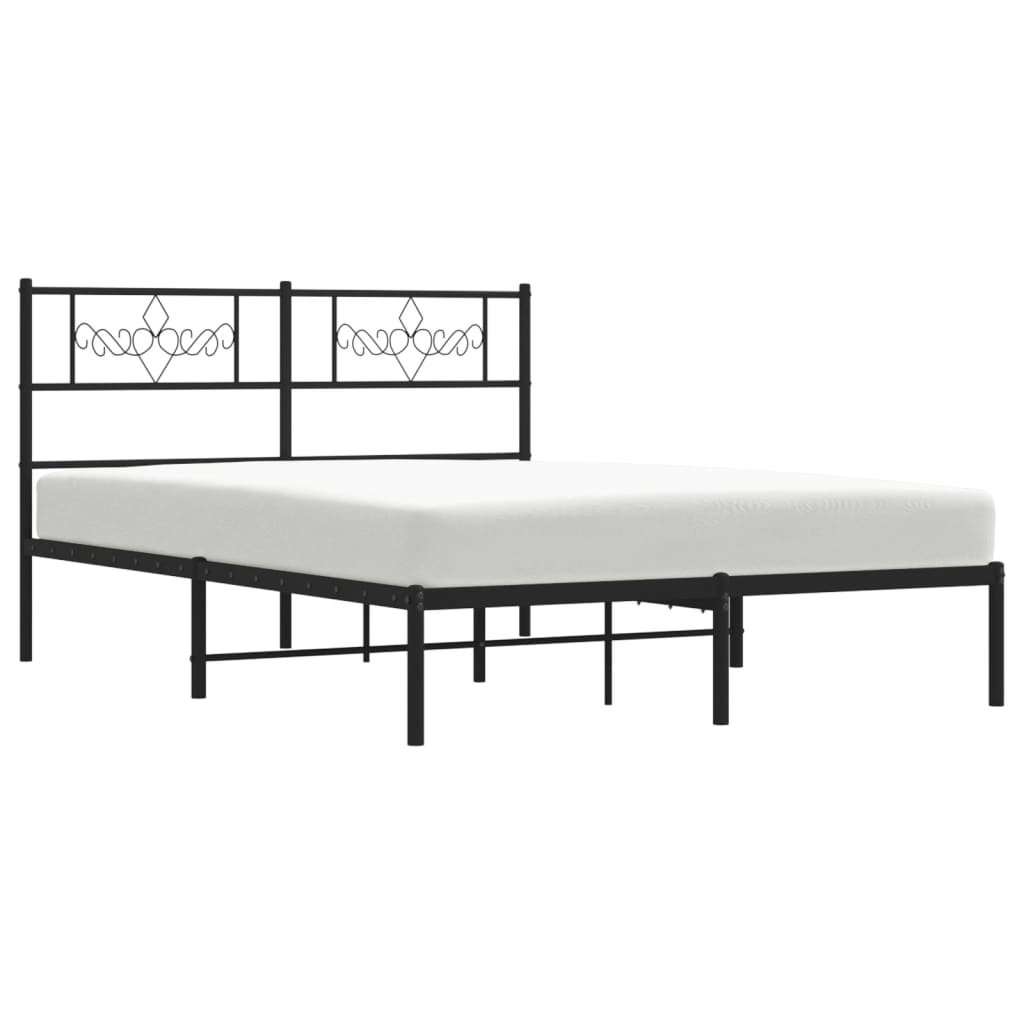 Metalni okvir za krevet s uzglavljem crni 120x200 cm