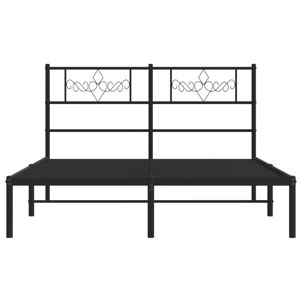 Metalni okvir za krevet s uzglavljem crni 120x200 cm