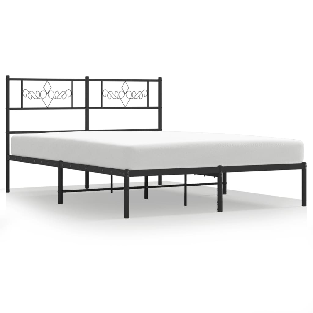Metalni okvir za krevet s uzglavljem crni 140x190 cm