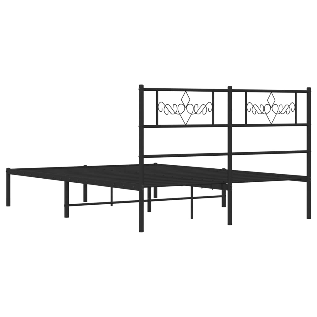 Metalni okvir za krevet s uzglavljem crni 140x190 cm