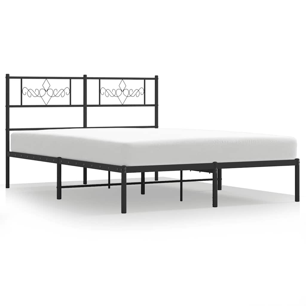 Metalni okvir za krevet s uzglavljem crni 150x200 cm