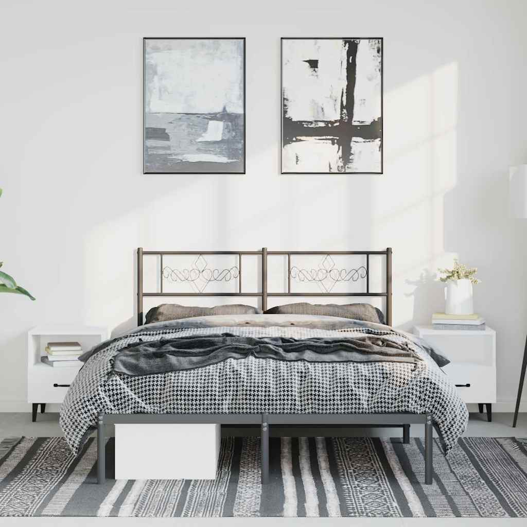 Metalni okvir za krevet s uzglavljem crni 150x200 cm
