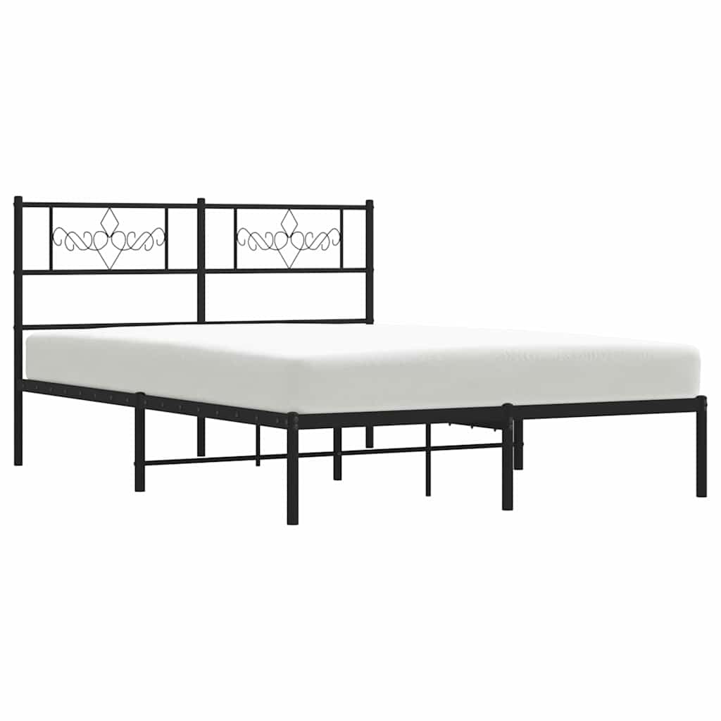 Metalni okvir za krevet s uzglavljem crni 150x200 cm