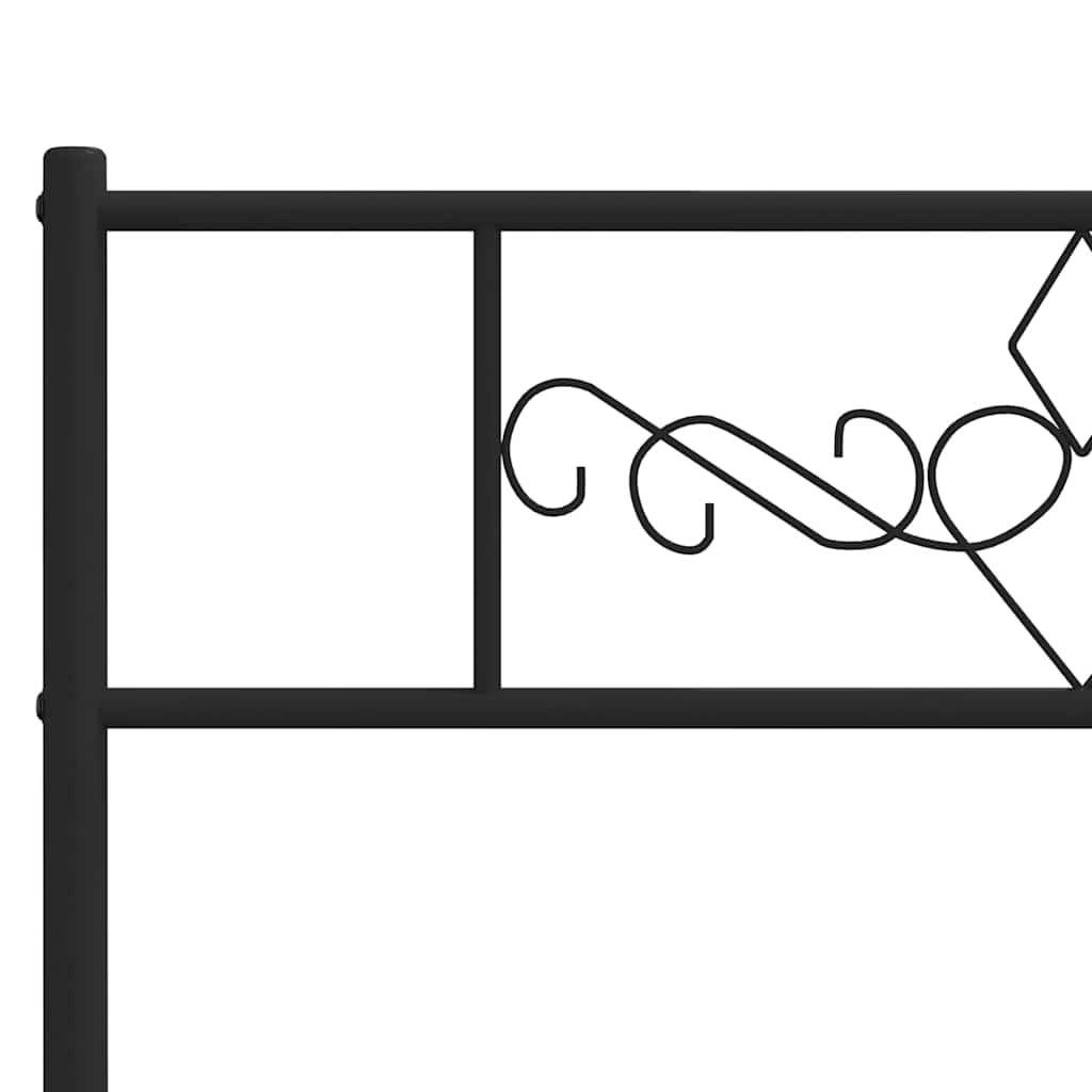Metalni okvir za krevet s uzglavljem crni 150x200 cm
