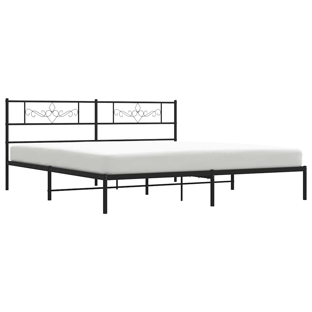 Metalni okvir za krevet s uzglavljem crni 193x203 cm