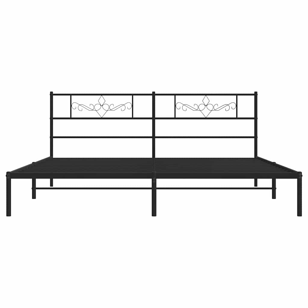 Metalni okvir za krevet s uzglavljem crni 193x203 cm