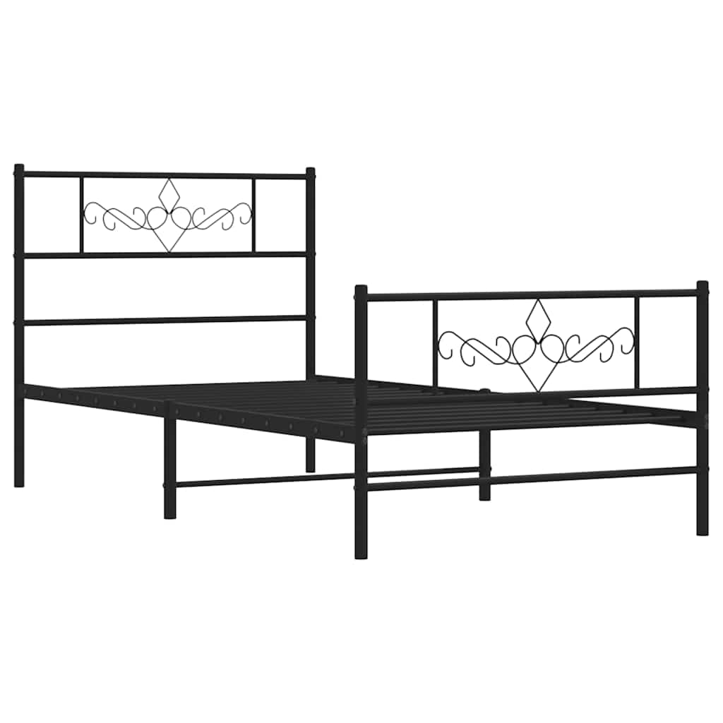 Metalni okvir kreveta uzglavlje i podnožje crni 100x200 cm