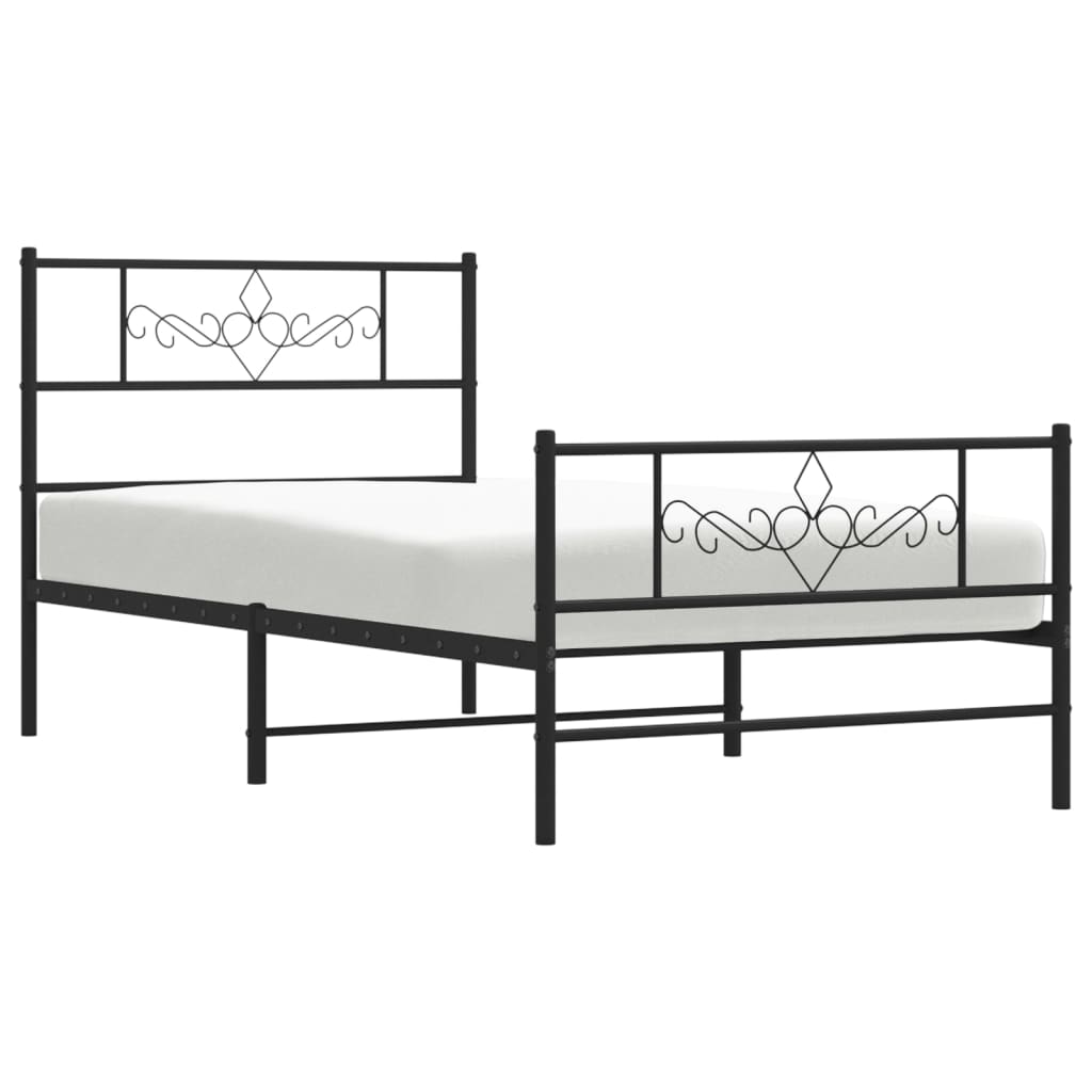 Metalni okvir kreveta uzglavlje i podnožje crni 107x203 cm