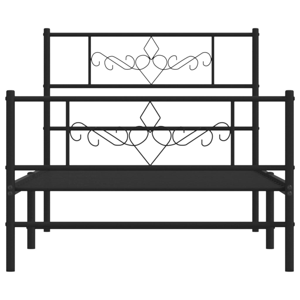 Metalni okvir kreveta uzglavlje i podnožje crni 107x203 cm