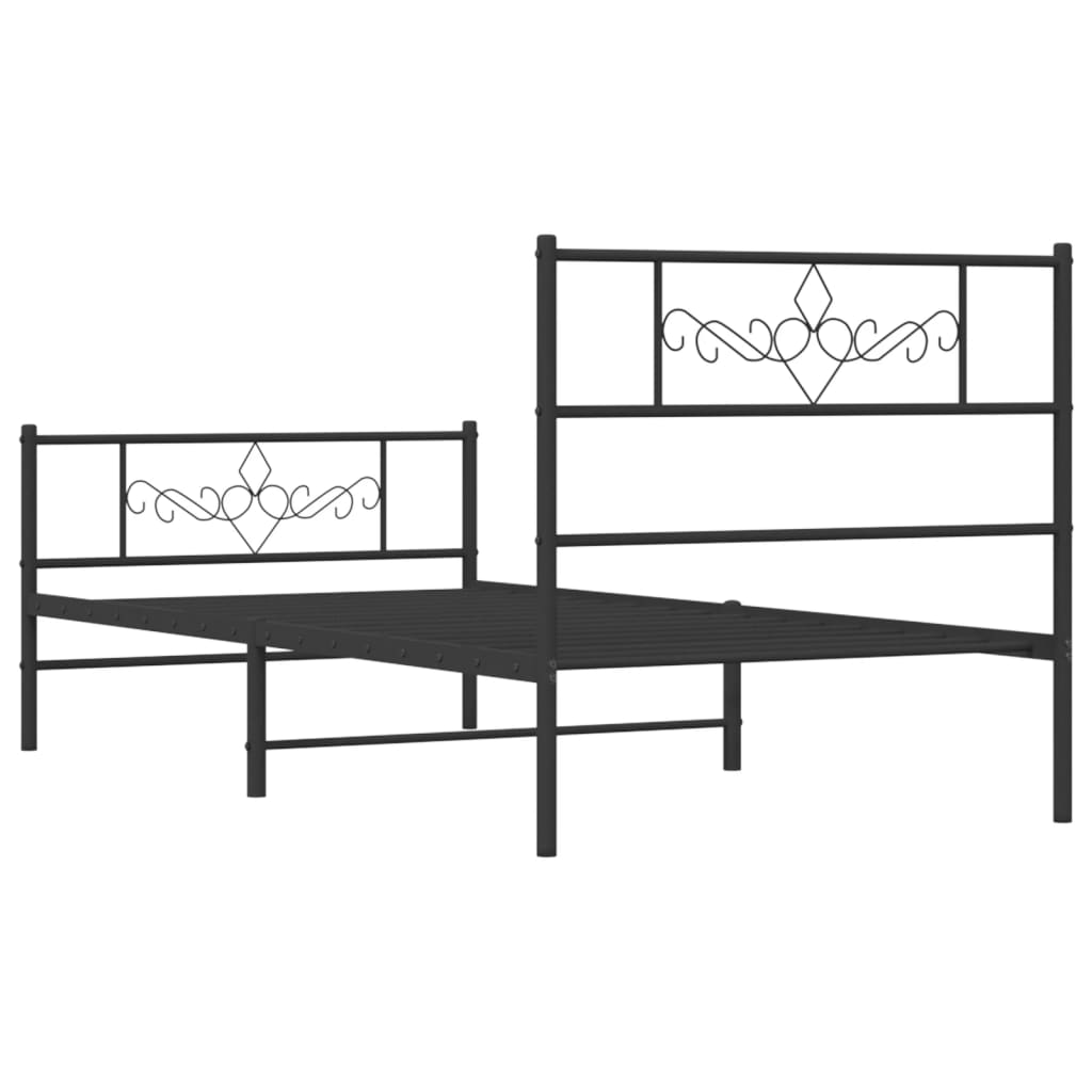 Metalni okvir kreveta uzglavlje i podnožje crni 107x203 cm