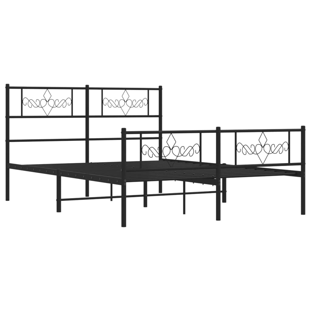 Metalni okvir kreveta uzglavlje i podnožje crni 120x200 cm