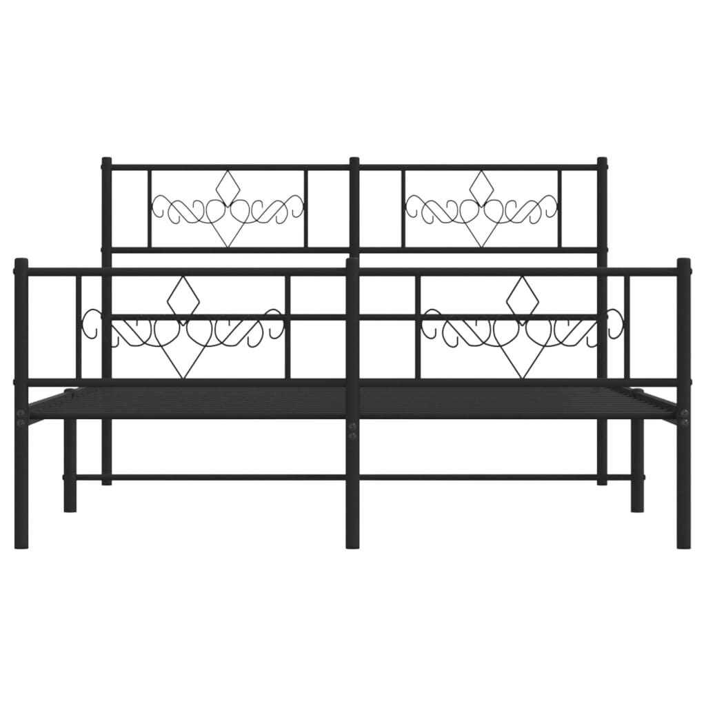 Metalni okvir kreveta uzglavlje i podnožje crni 120x200 cm