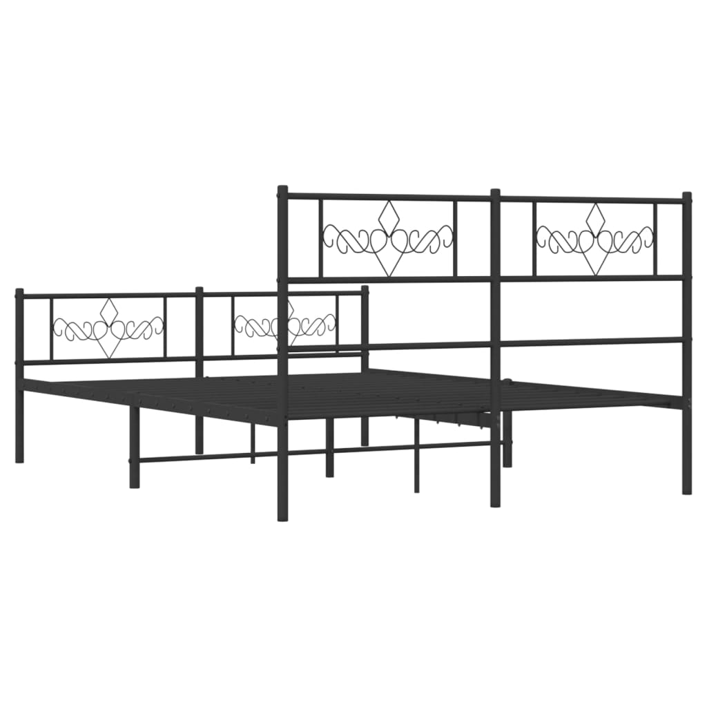 Metalni okvir kreveta uzglavlje i podnožje crni 120x200 cm
