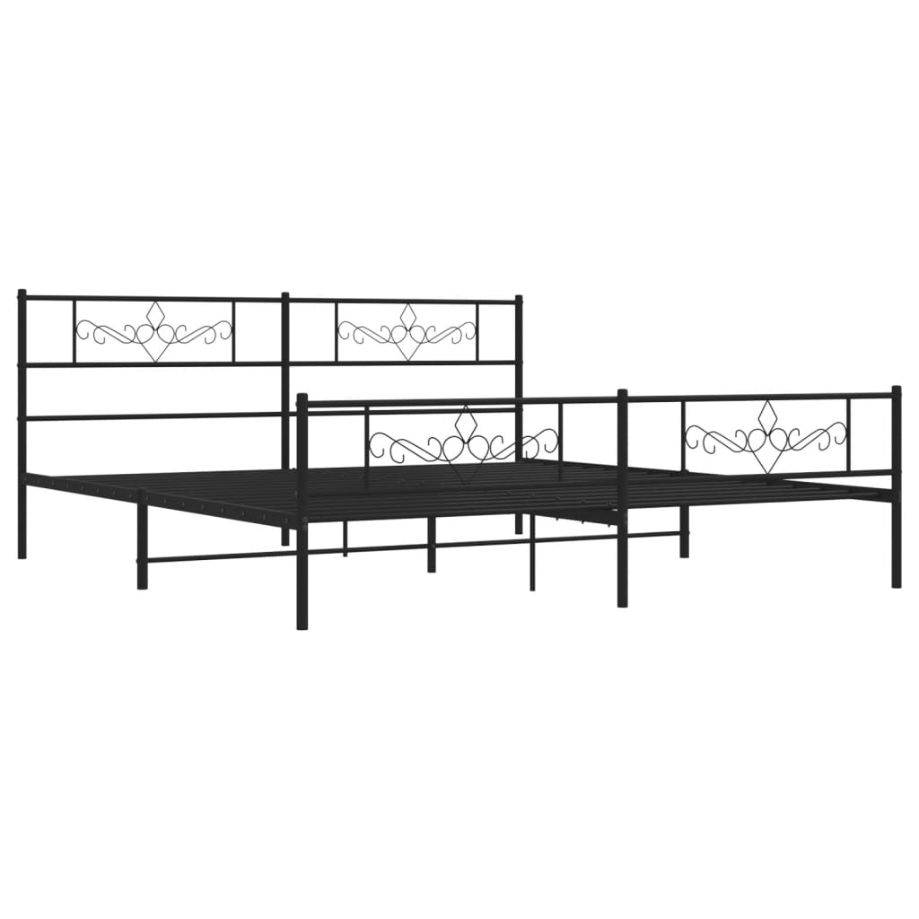 Metalni okvir kreveta uzglavlje i podnožje crni 200x200 cm