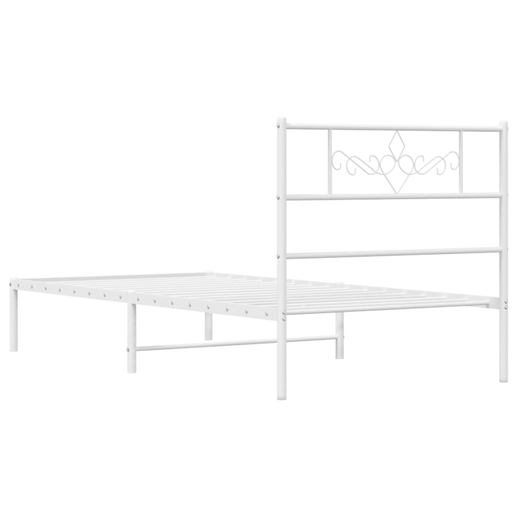 Metalni okvir za krevet s uzglavljem bijeli 80x200 cm