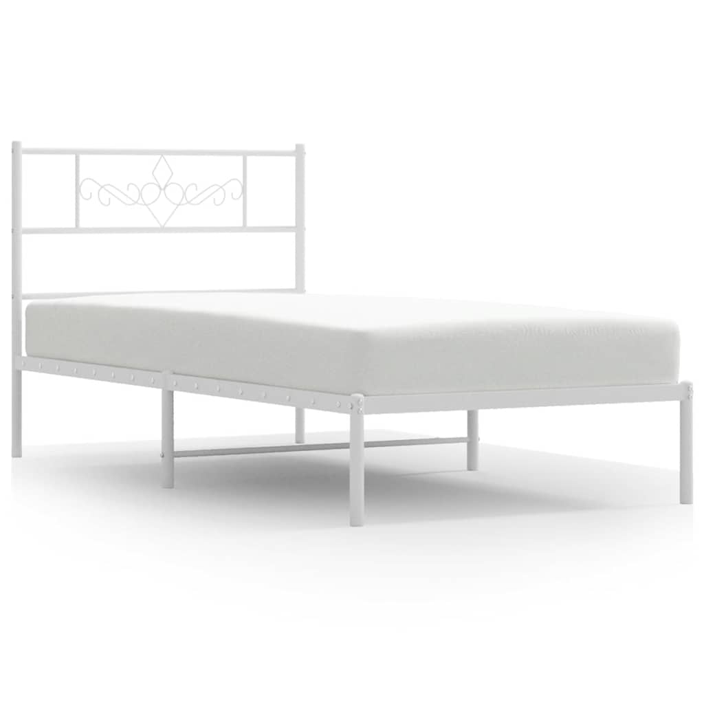 Metalni okvir za krevet s uzglavljem bijeli 100x190 cm