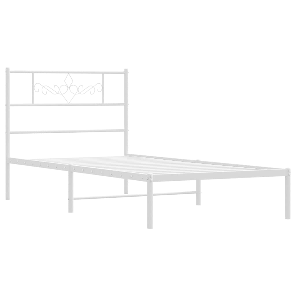 Metalni okvir za krevet s uzglavljem bijeli 100x190 cm