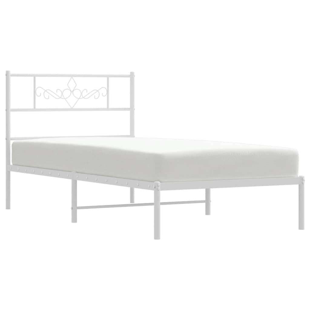 Metalni okvir za krevet s uzglavljem bijeli 100x190 cm