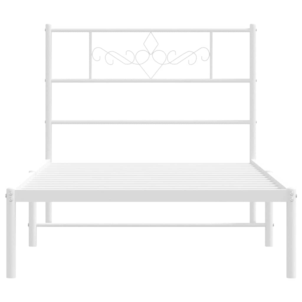 Metalni okvir za krevet s uzglavljem bijeli 100x190 cm