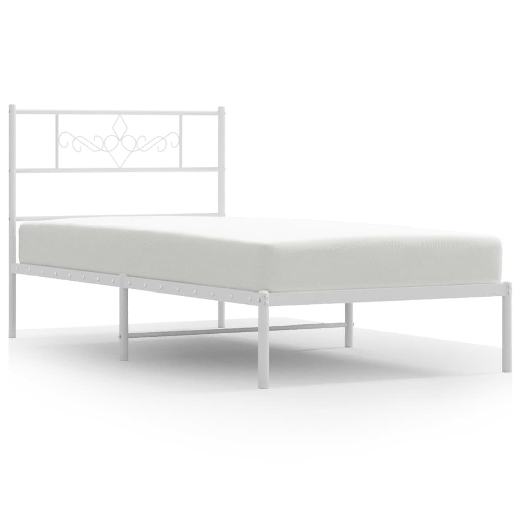 Metalni okvir za krevet s uzglavljem bijeli 107x203 cm