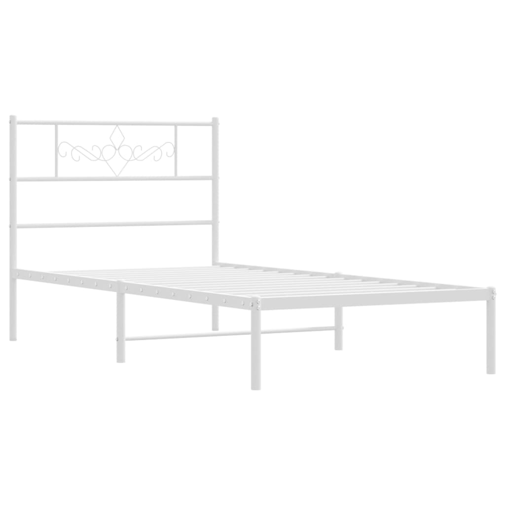Metalni okvir za krevet s uzglavljem bijeli 107x203 cm