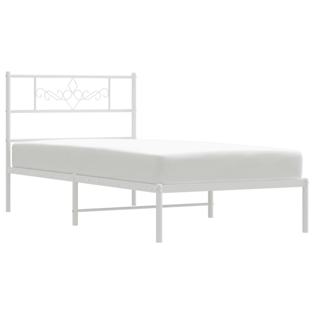 Metalni okvir za krevet s uzglavljem bijeli 107x203 cm