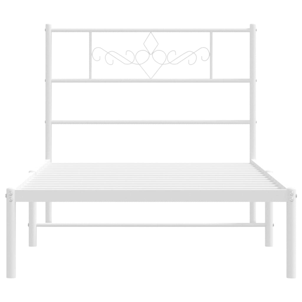 Metalni okvir za krevet s uzglavljem bijeli 107x203 cm