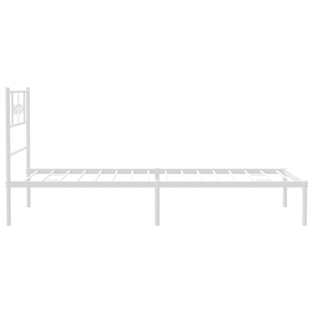 Metalni okvir za krevet s uzglavljem bijeli 107x203 cm