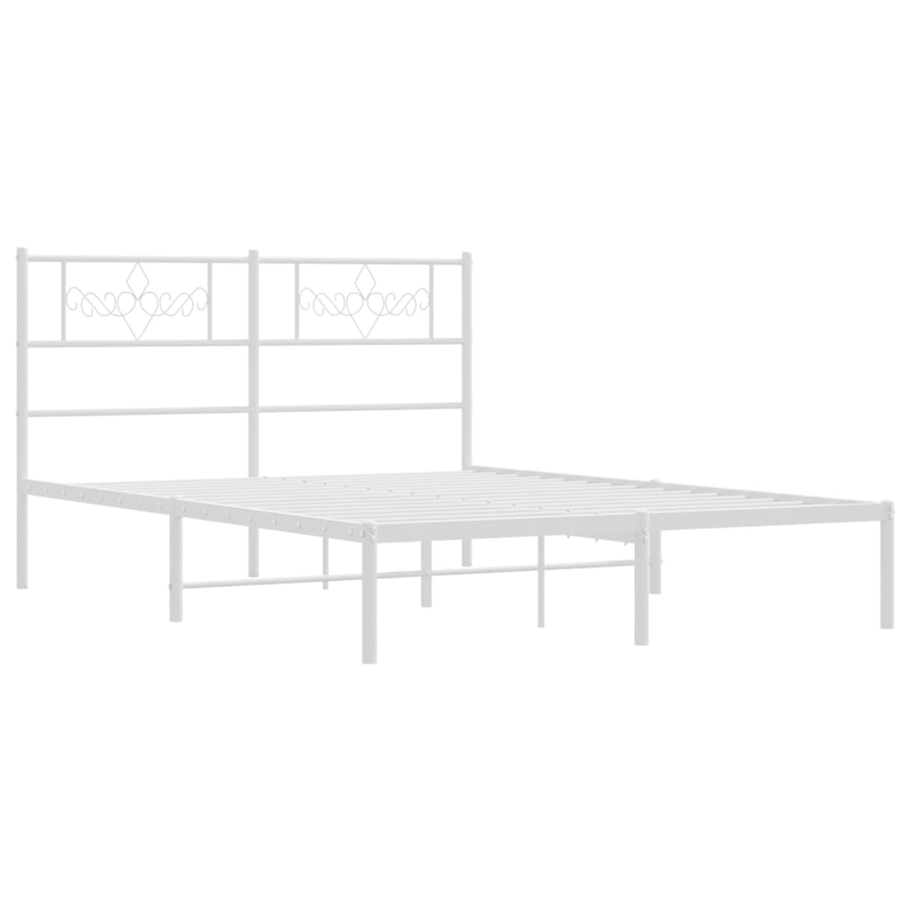 Metalni okvir za krevet s uzglavljem bijeli 120 x 190 cm