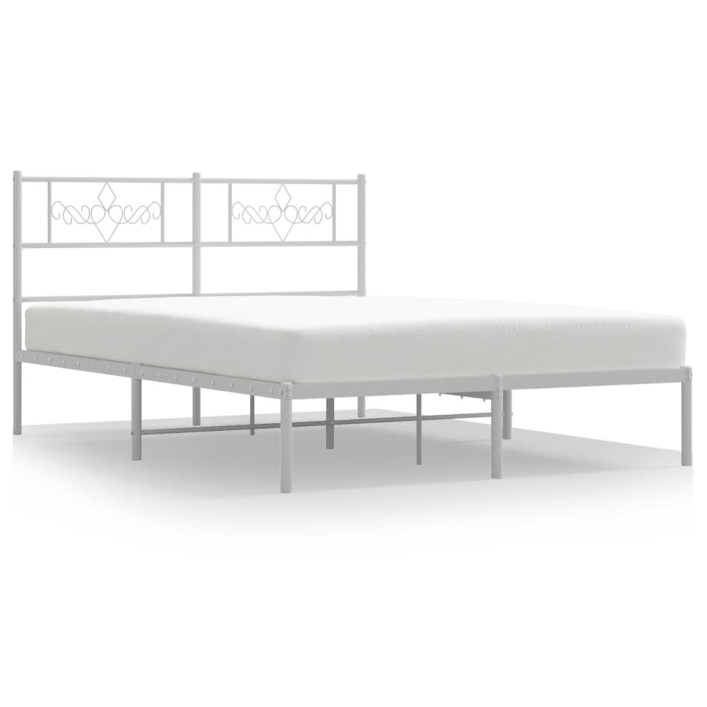 Metalni okvir za krevet s uzglavljem bijeli 140 x 200 cm
